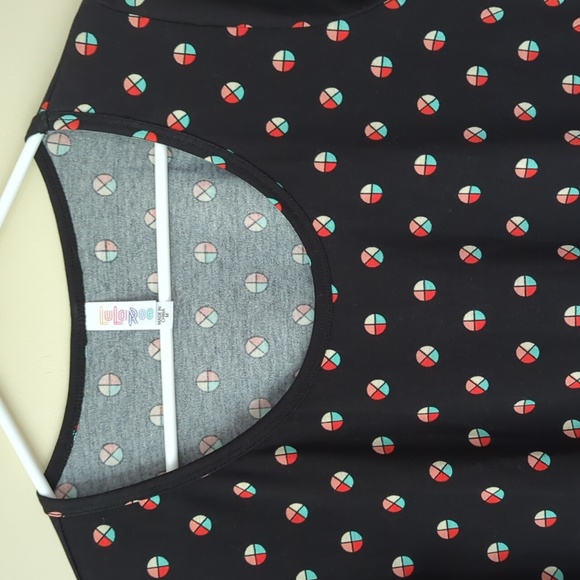 LulaRoe Scoop Neck LS High Low Top M Black Multicolor - Picture 3 of 12